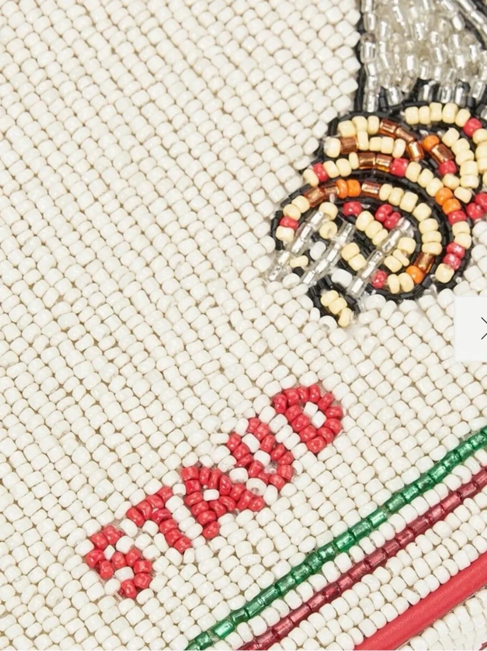 STAUd Tommy Beaded Bag Tomato Print Bag Red White Hand Beaded Designer Purse NWT - Picture 8 of 10